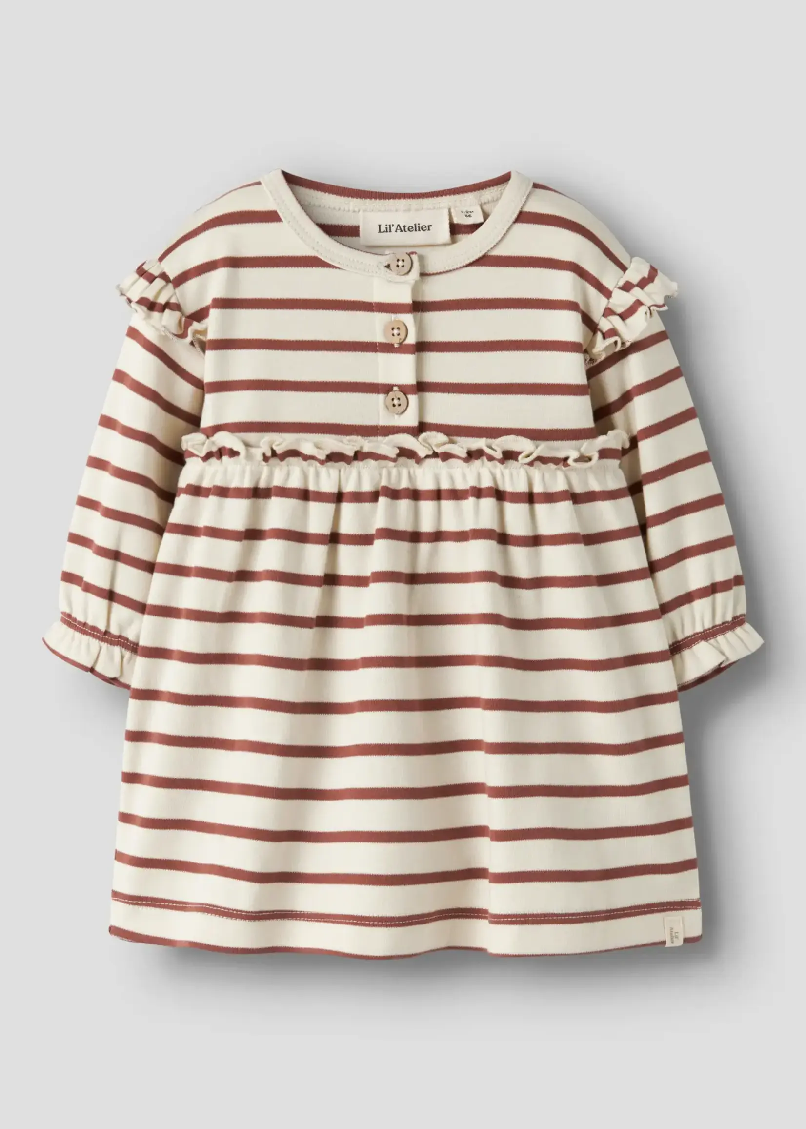 Lil’ Atelier Lil' Atelier | NBFLIMIA MA LS BODY DRESS LIL - Turtledove/Maple Syrup