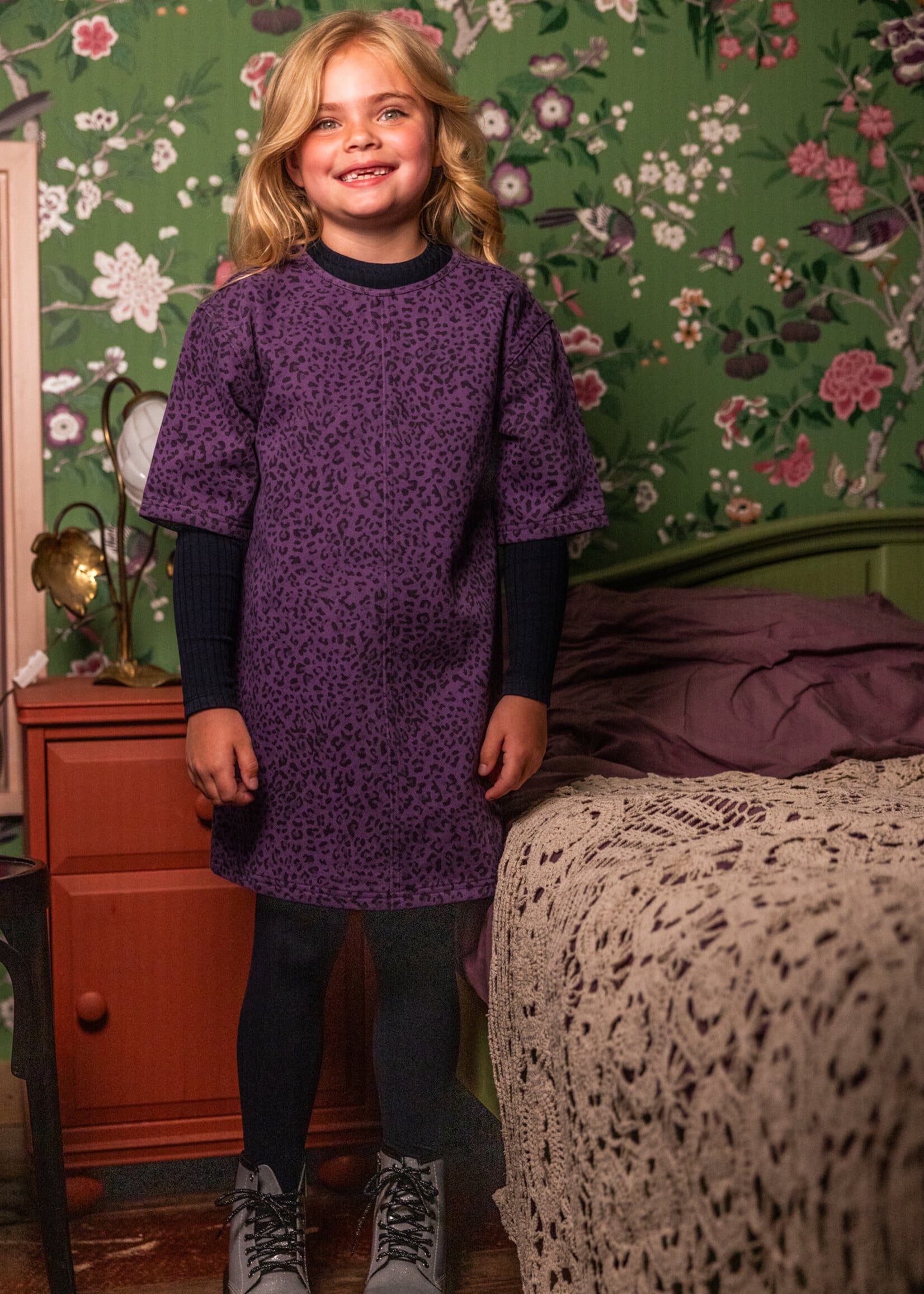 LOOXS Little LOOXS Little | Little denim dress - Purple leopard