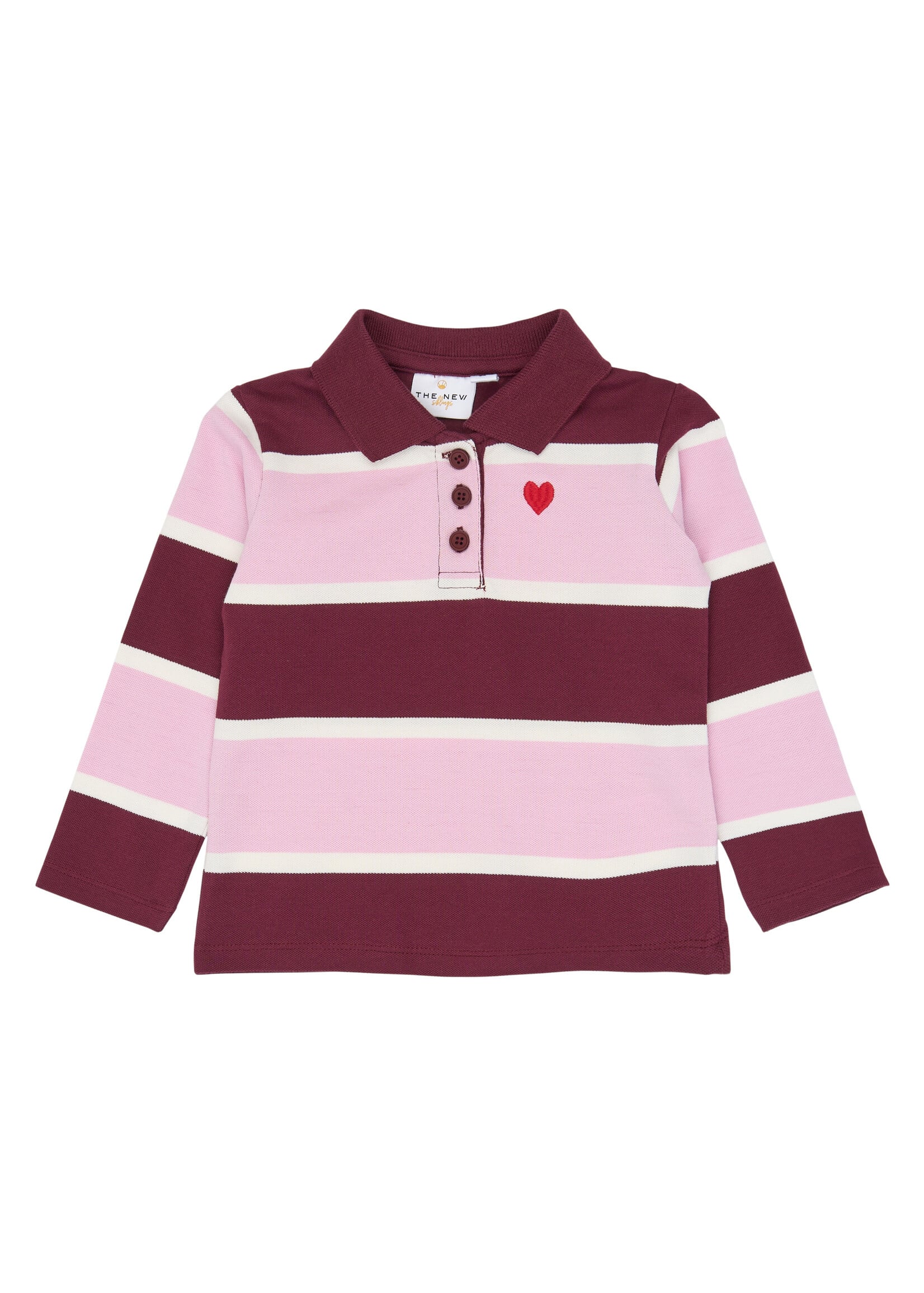 THE NEW SIBLINGS The New Siblings | TNSTVidalia L_S Pique Polo – Burgundy Striped TN