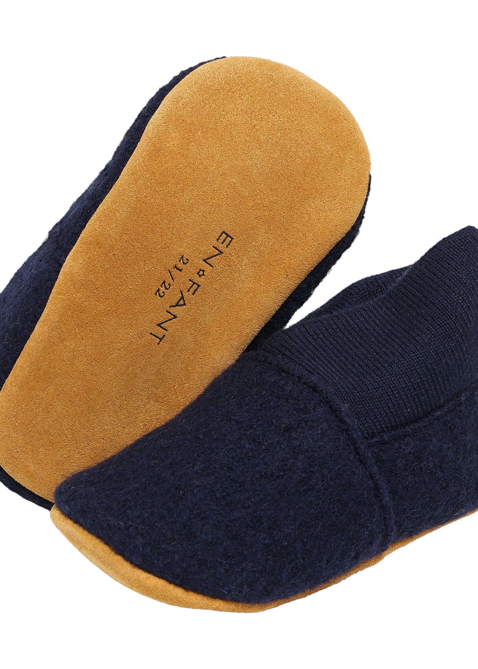 En Fant En Fant | Wool Slippers w. Rib – Dark Navy