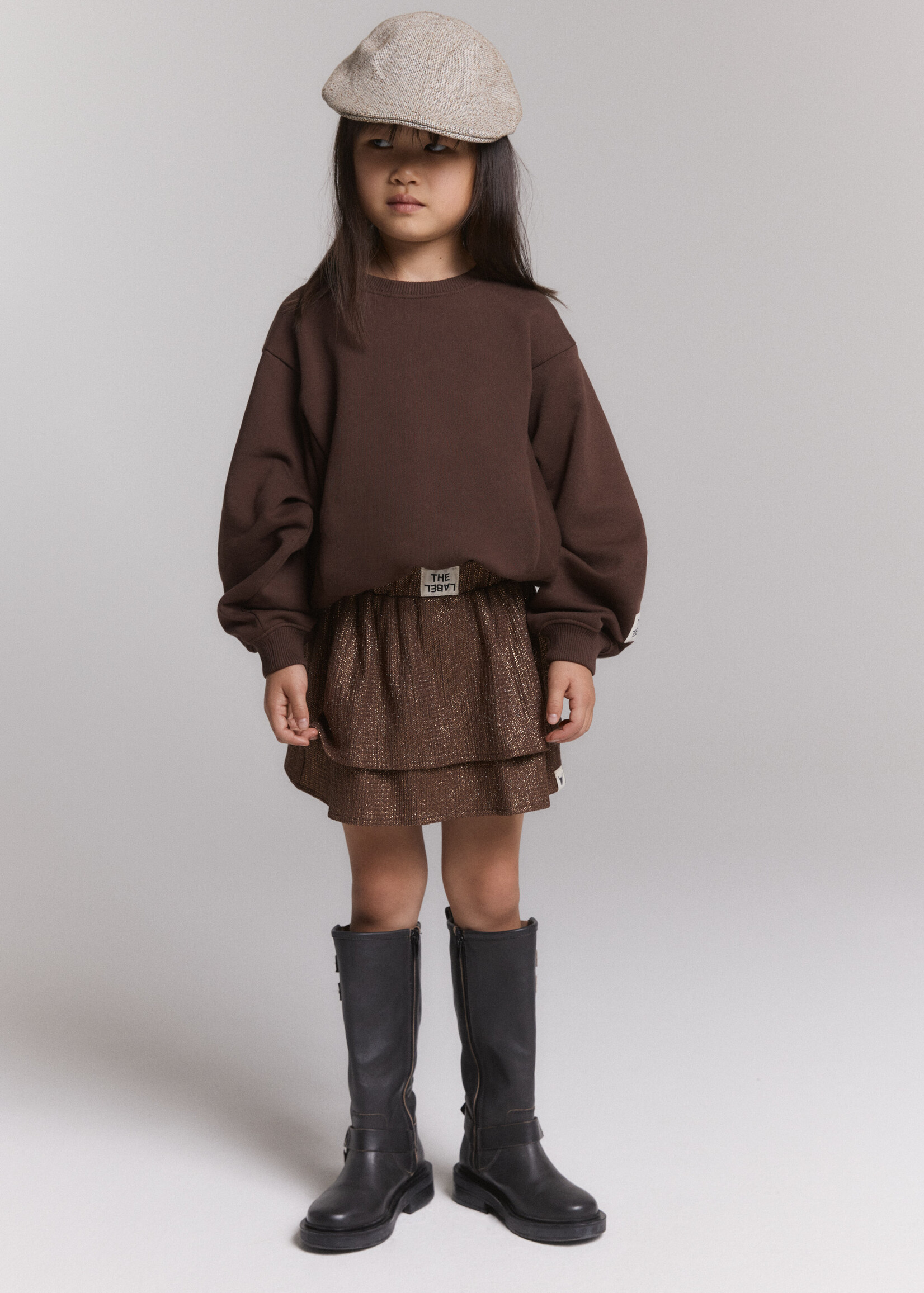 Alix The Label Alix The Label | Kids knitted batwing sweater - Warm brown
