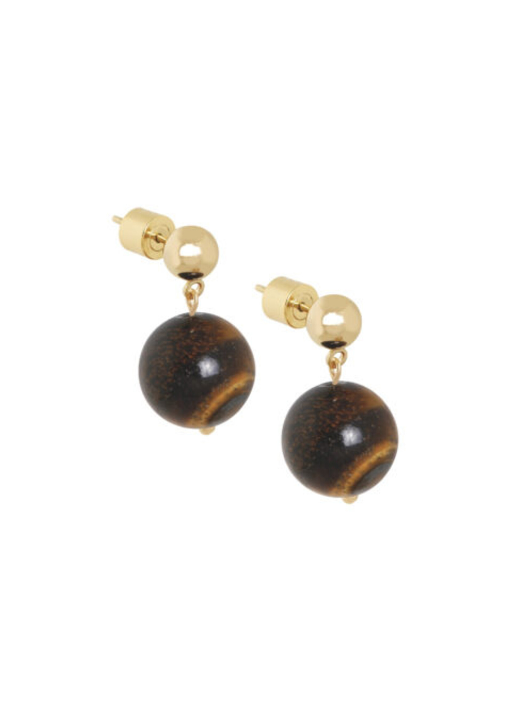 Ellen Beekmans gemstone oorstekers bruin melée