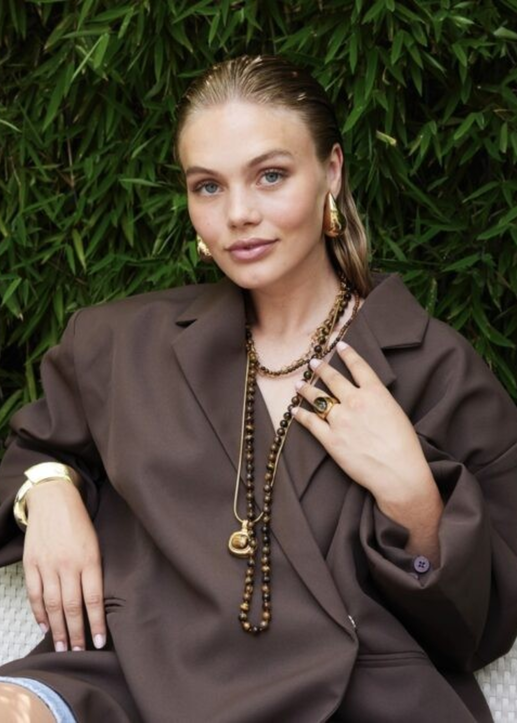 Ellen Beekmans Fijne gemstone ketting bruin melée