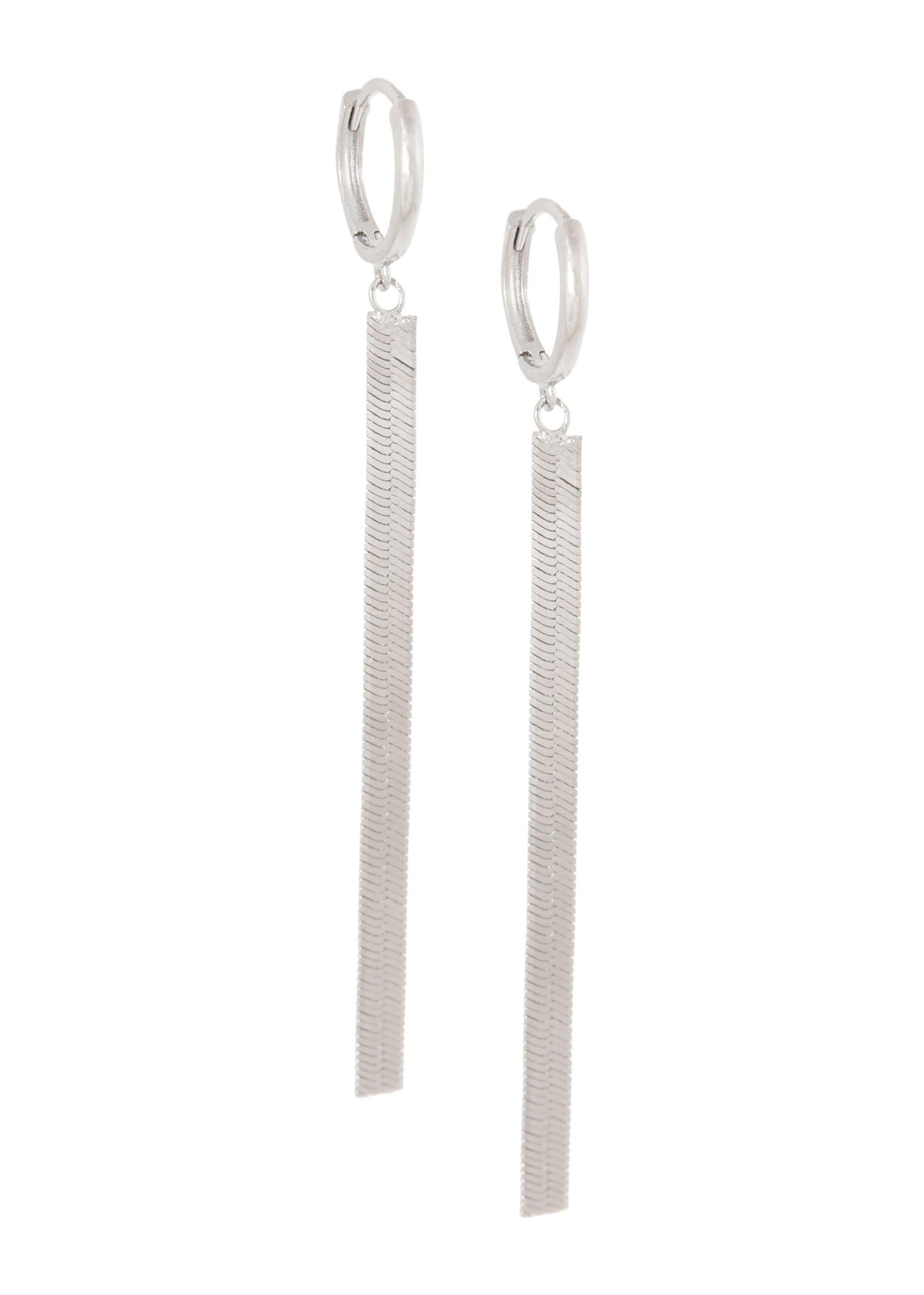 Ellen Beekmans Oorringetjes met platte snakeketting zilver