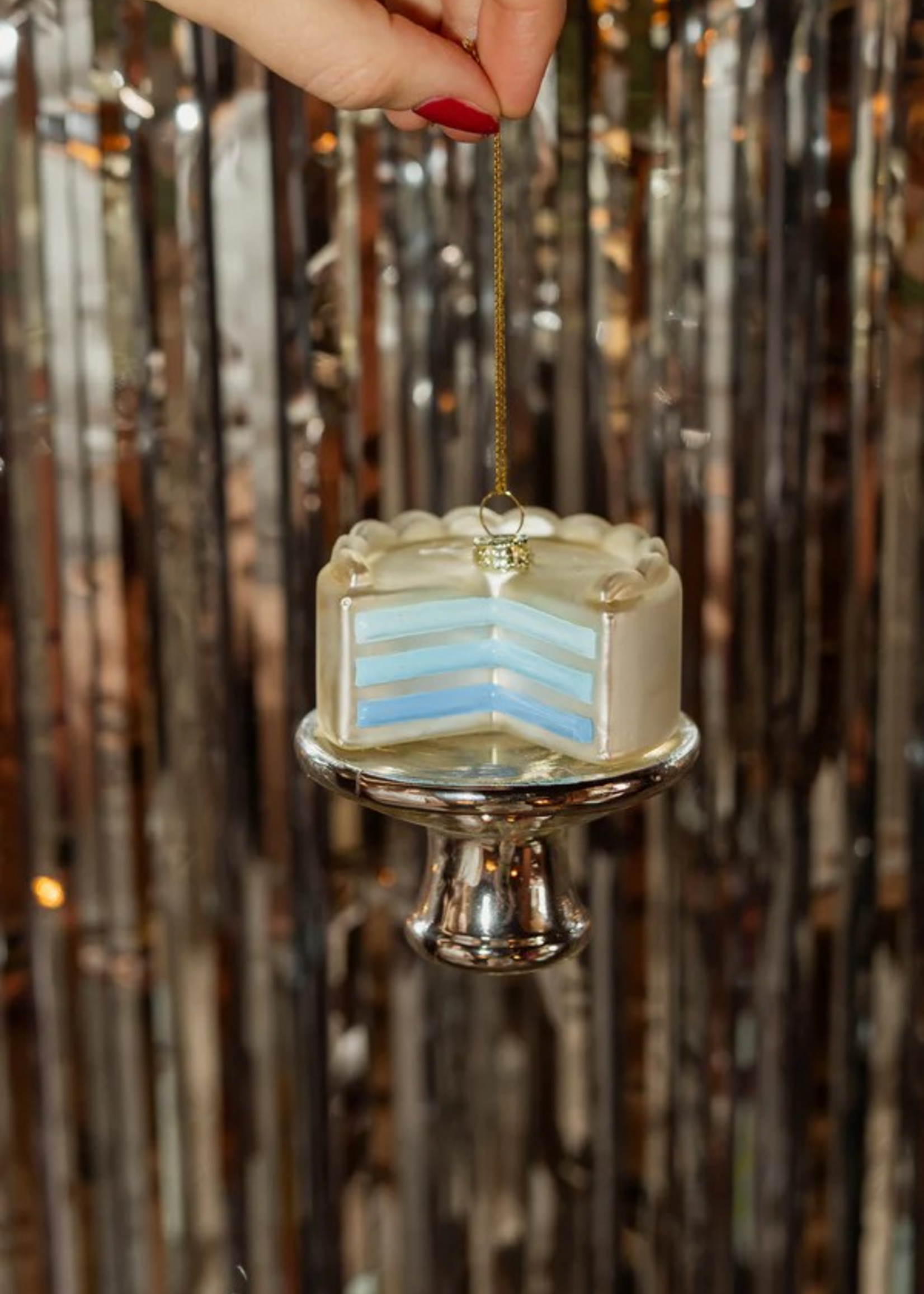 Yup in de boom Gender reveal taart blauw kerstornament