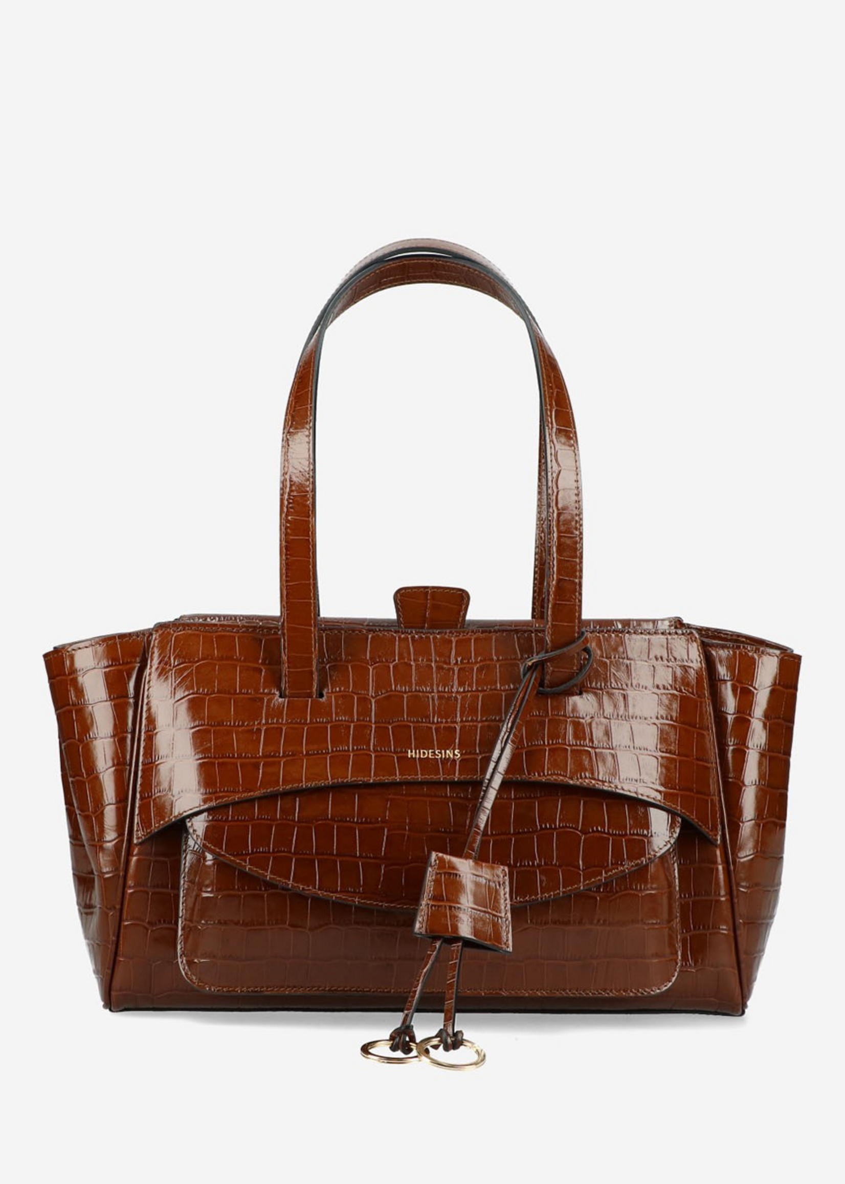 Hidesins Basset castagna croc embossed