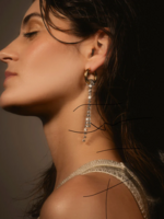 cookie shark Cookie Shark -Crystal chain gold hoop silver chain