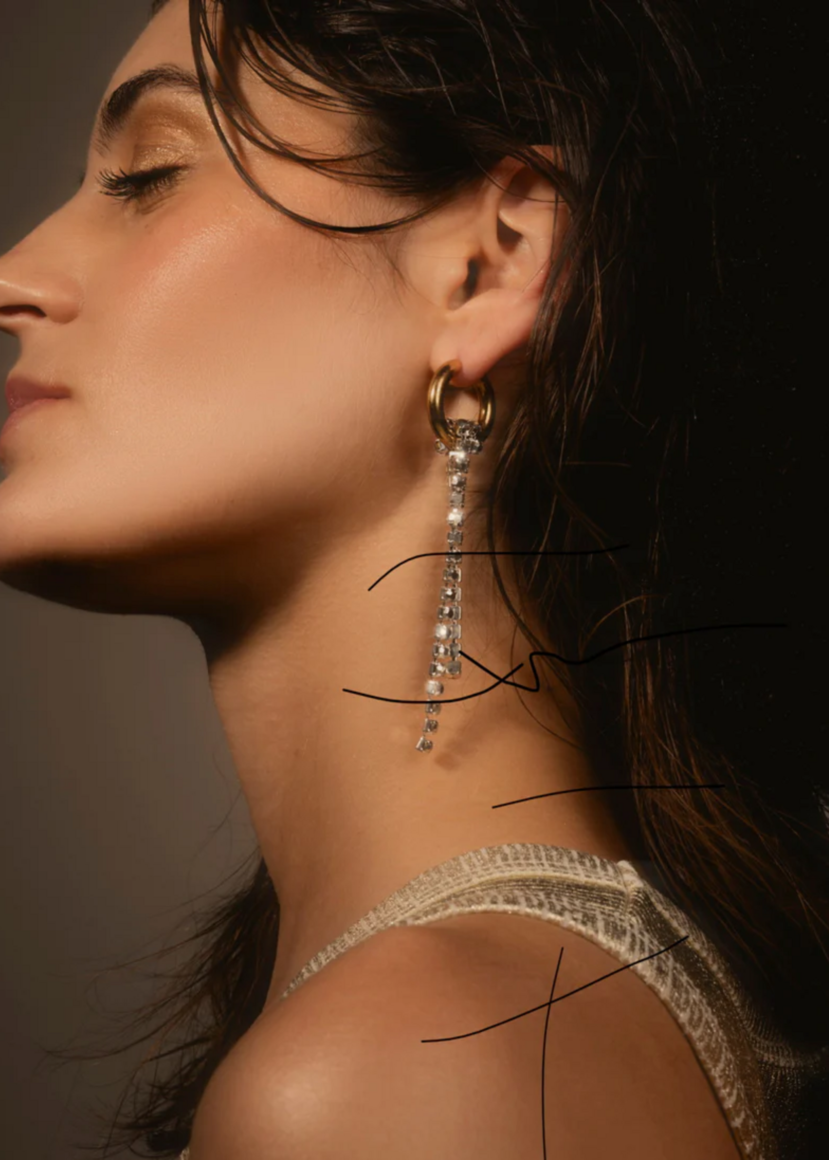 cookie shark BDO crystal chain gold hoop silver chain