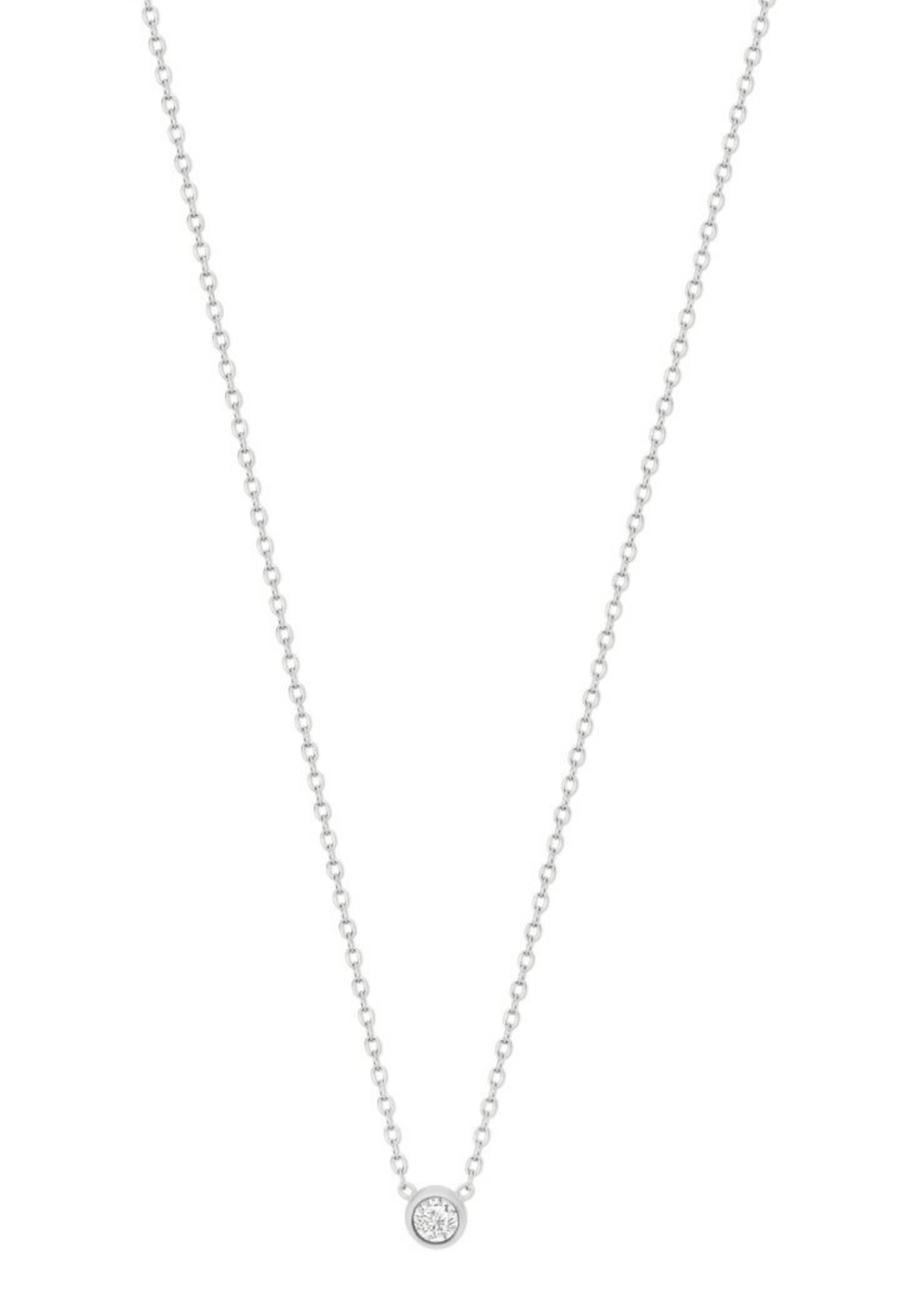 Ellen Beekmans Fijne ketting met strass steentje /zilver