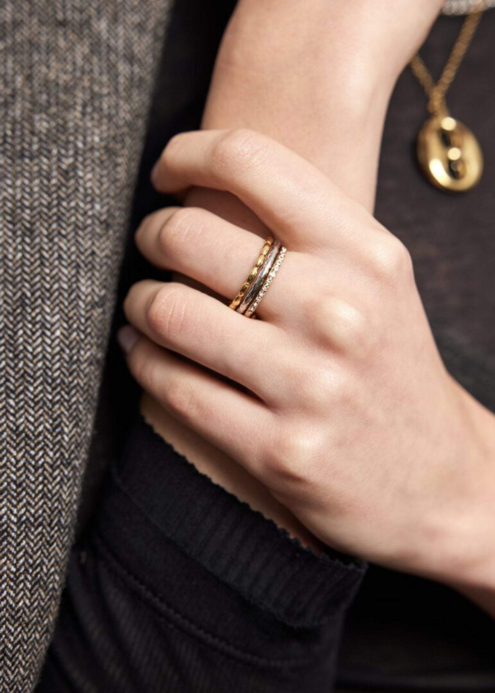 Ellen Beekmans 3 delige ring bicolor maat 18