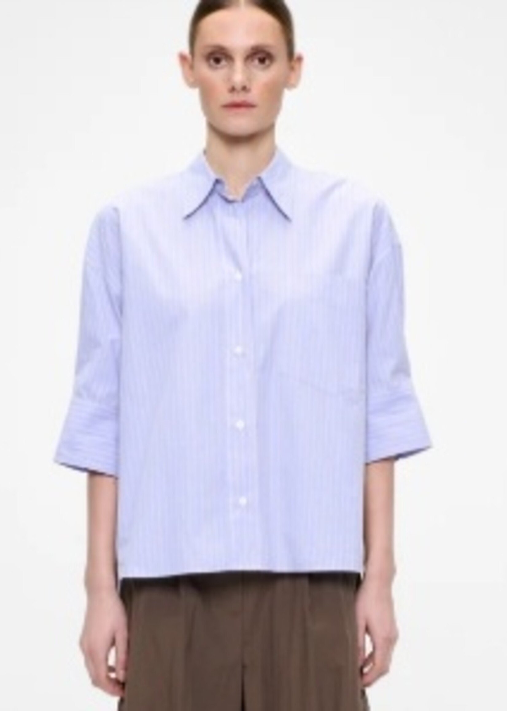 Zenggi Cotton stripe ss sleeve shirt
