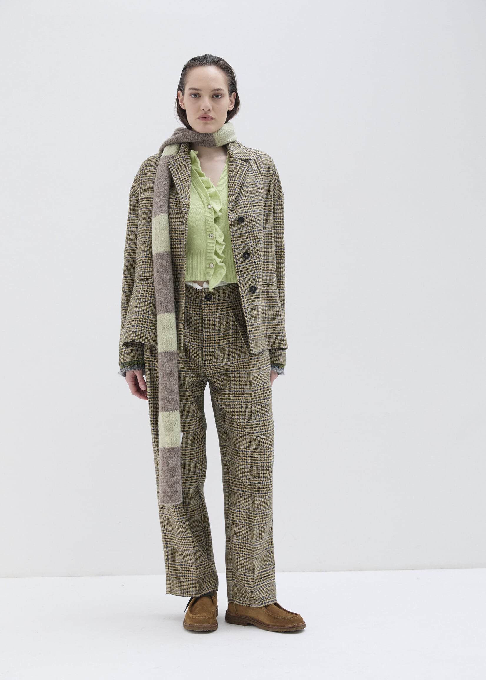 Phisique du role Jacket in twisted tartan with mixed knitwear cuffs 26W091
