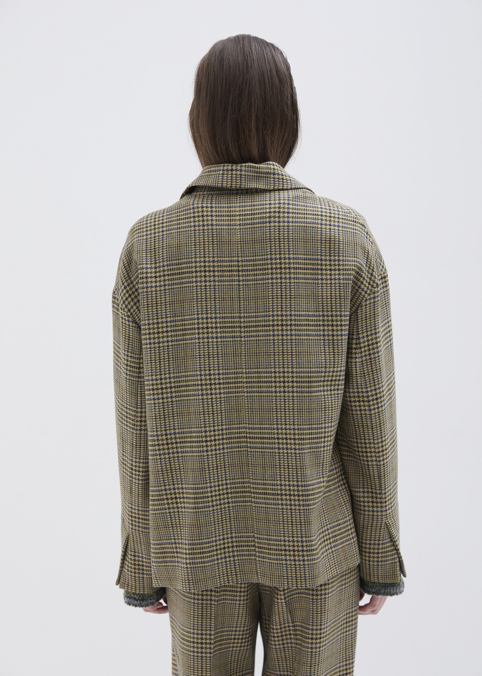 Phisique du role Jacket in twisted tartan with mixed knitwear cuffs 26W091