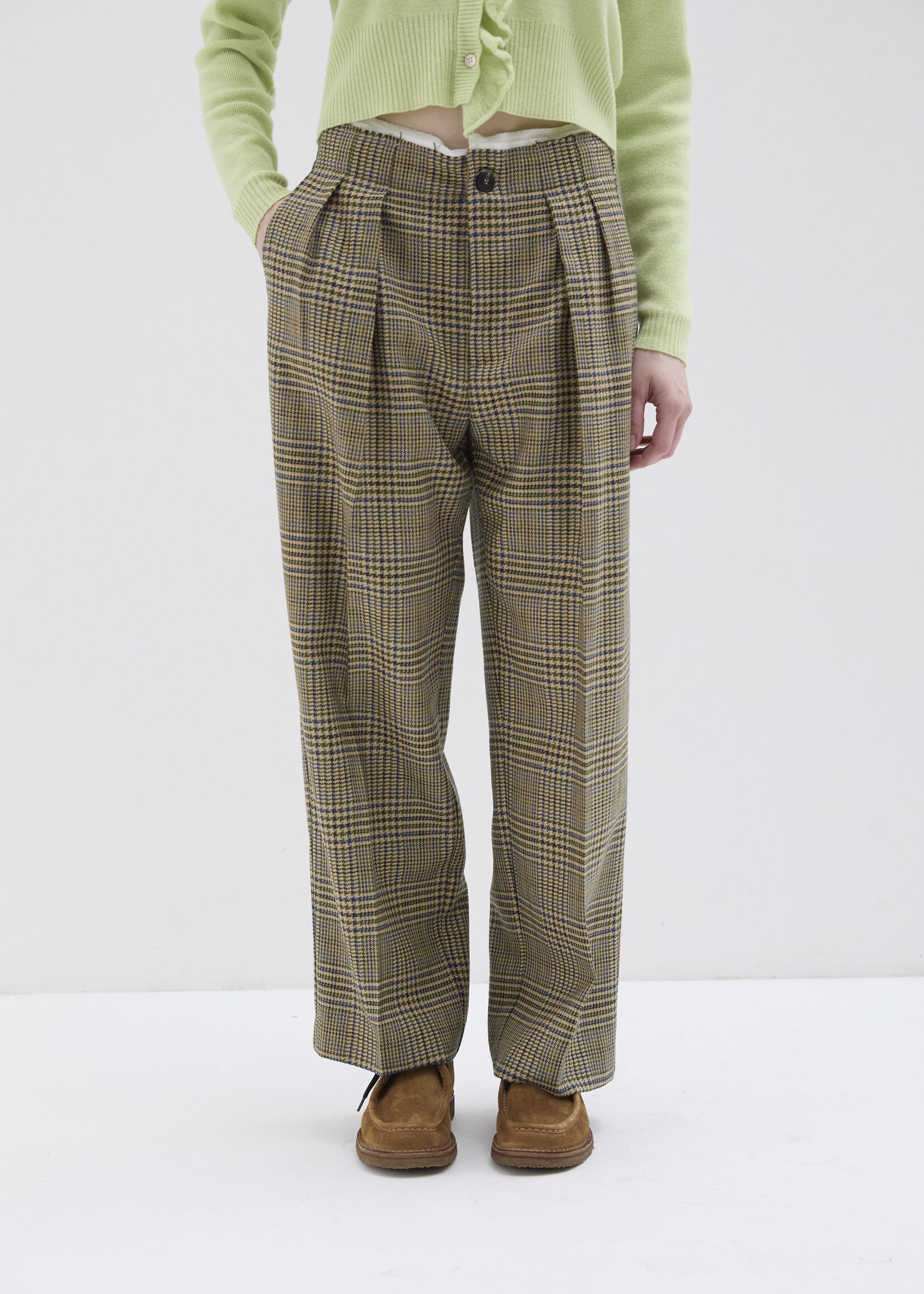 Phisique du role Pants with cutted waist in twisted tartan 26W092
