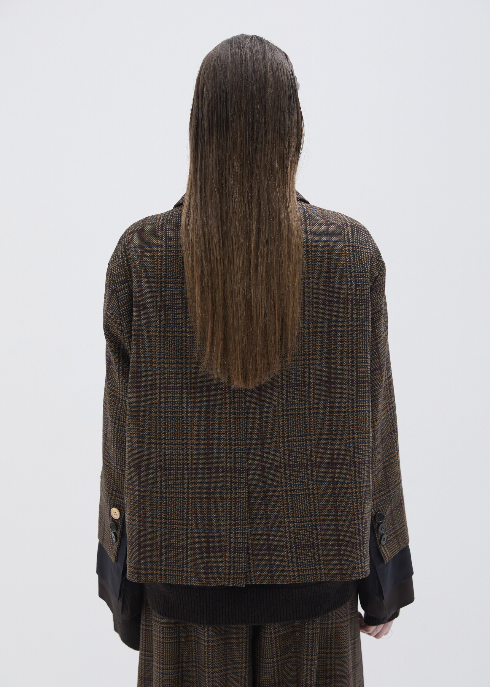 Phisique du role Boxy jacket in twisted tartan with viscose cuffs 26W093