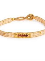 Ibu jewels Ibu Jewels  - Bracelet Jill 5 stones antique beige