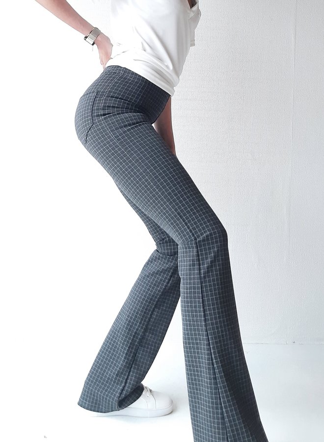 Flared pants cubes gray / white