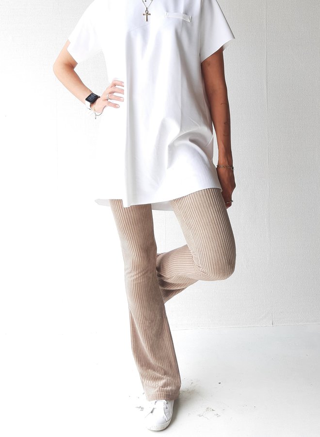 Flared pants rib  | taupe | lengte 36