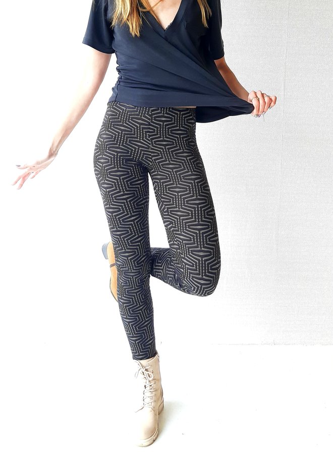 Lange legging viscose | black print