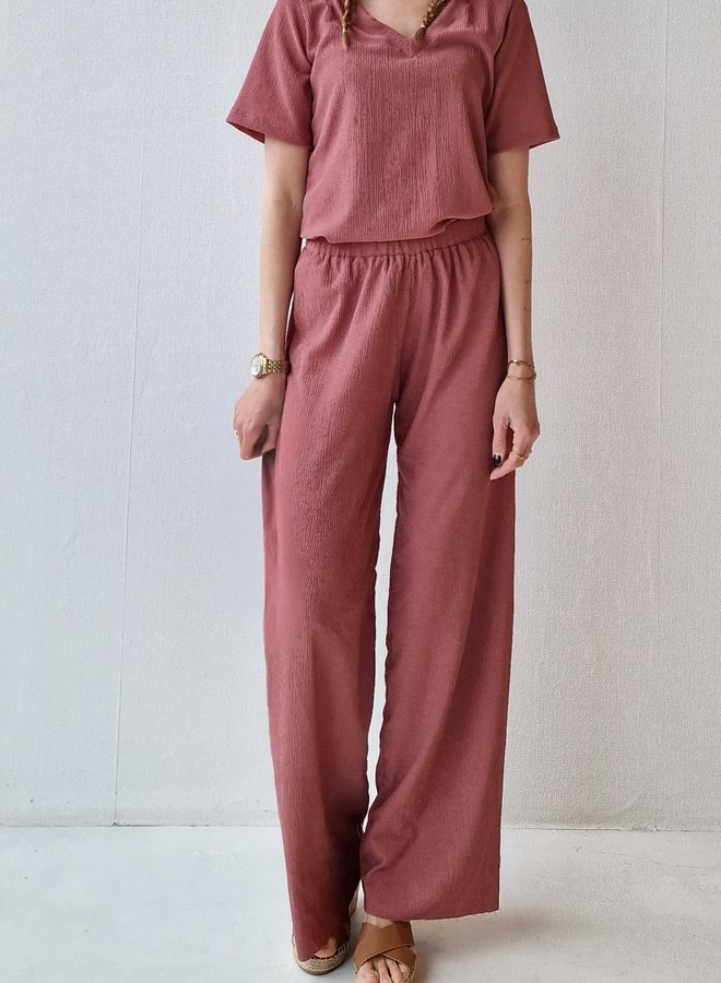 Two-piece set | shirt | dusty pink