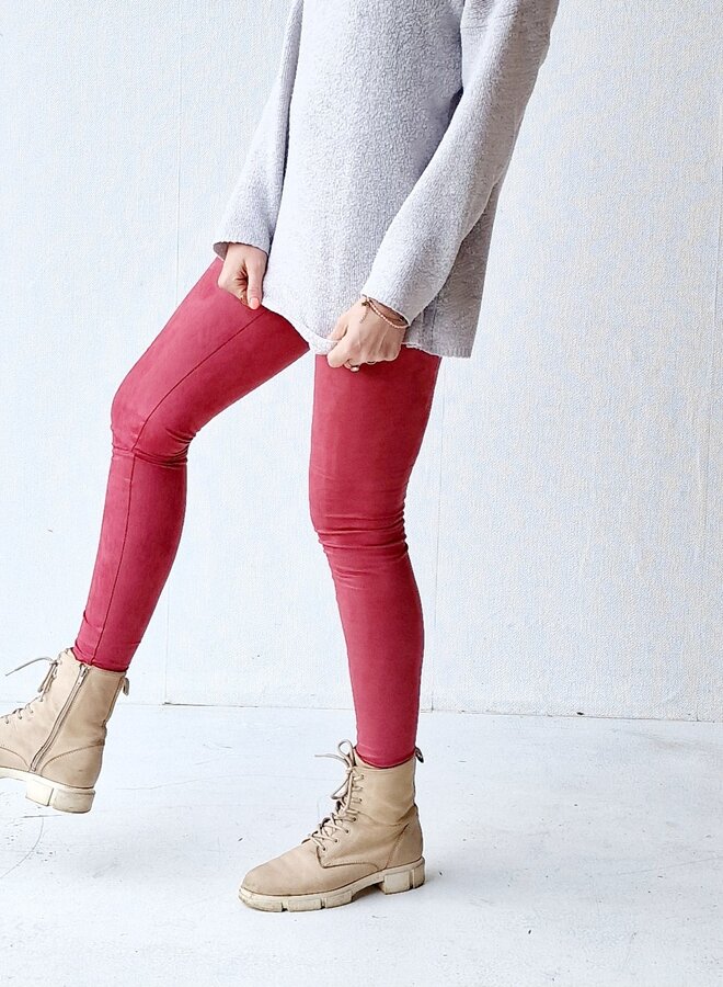 Lange legging | suedelook stone | lengte 36