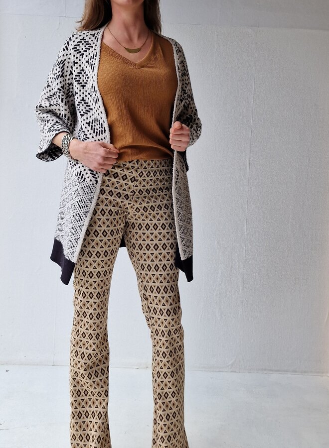 Flared pants | beige print | tall (lengtemaat 32, 34, 36)