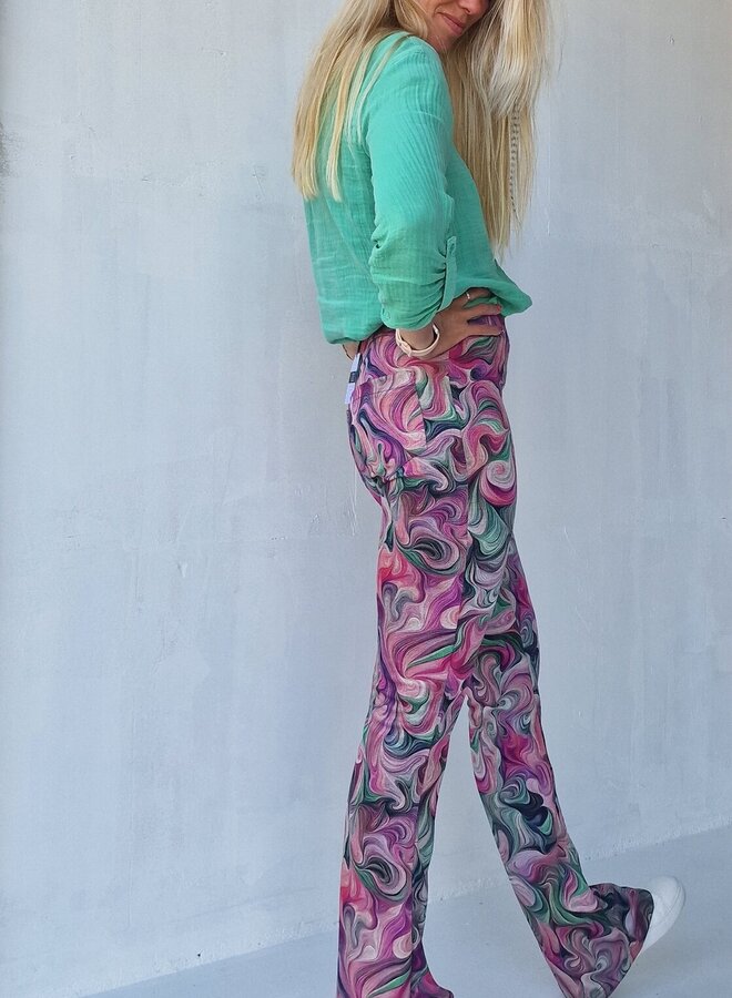 Flared pants | leopink print | tall | length 32, 34, 36