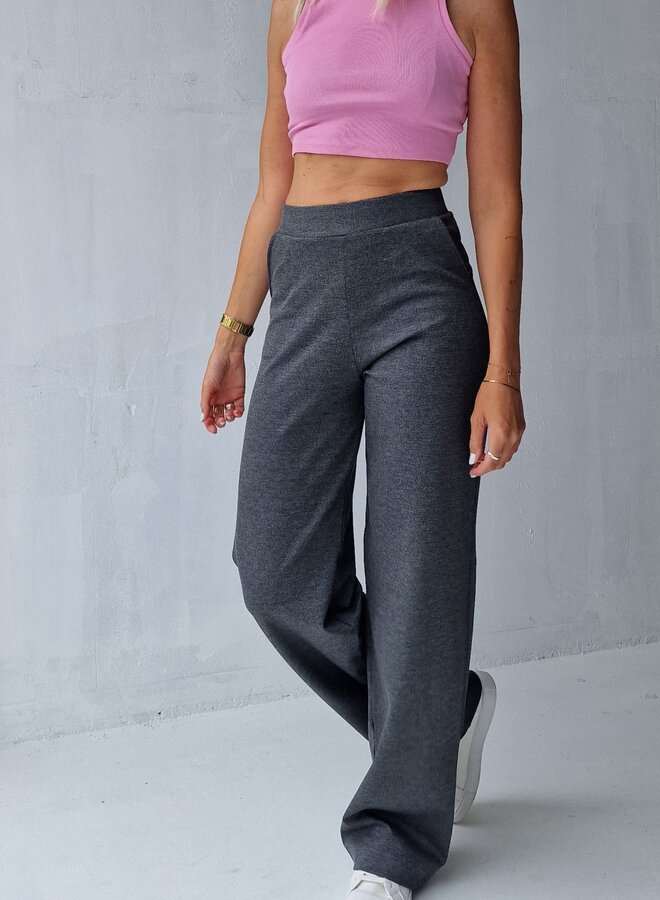 Extra long wide leg | dark grey melange | tall | lengtemaat 36