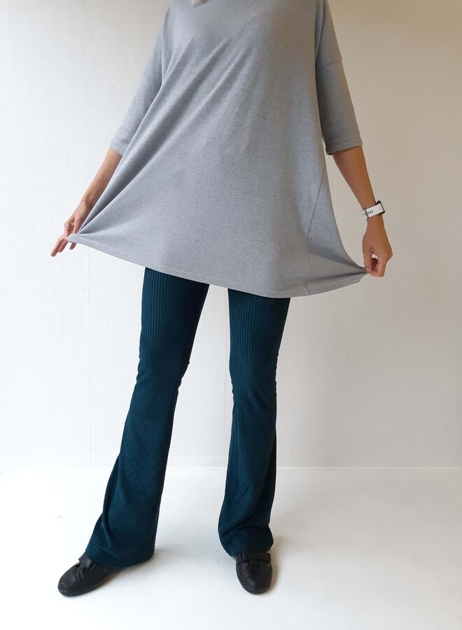 Flared pants | rib stof petrol | TALL