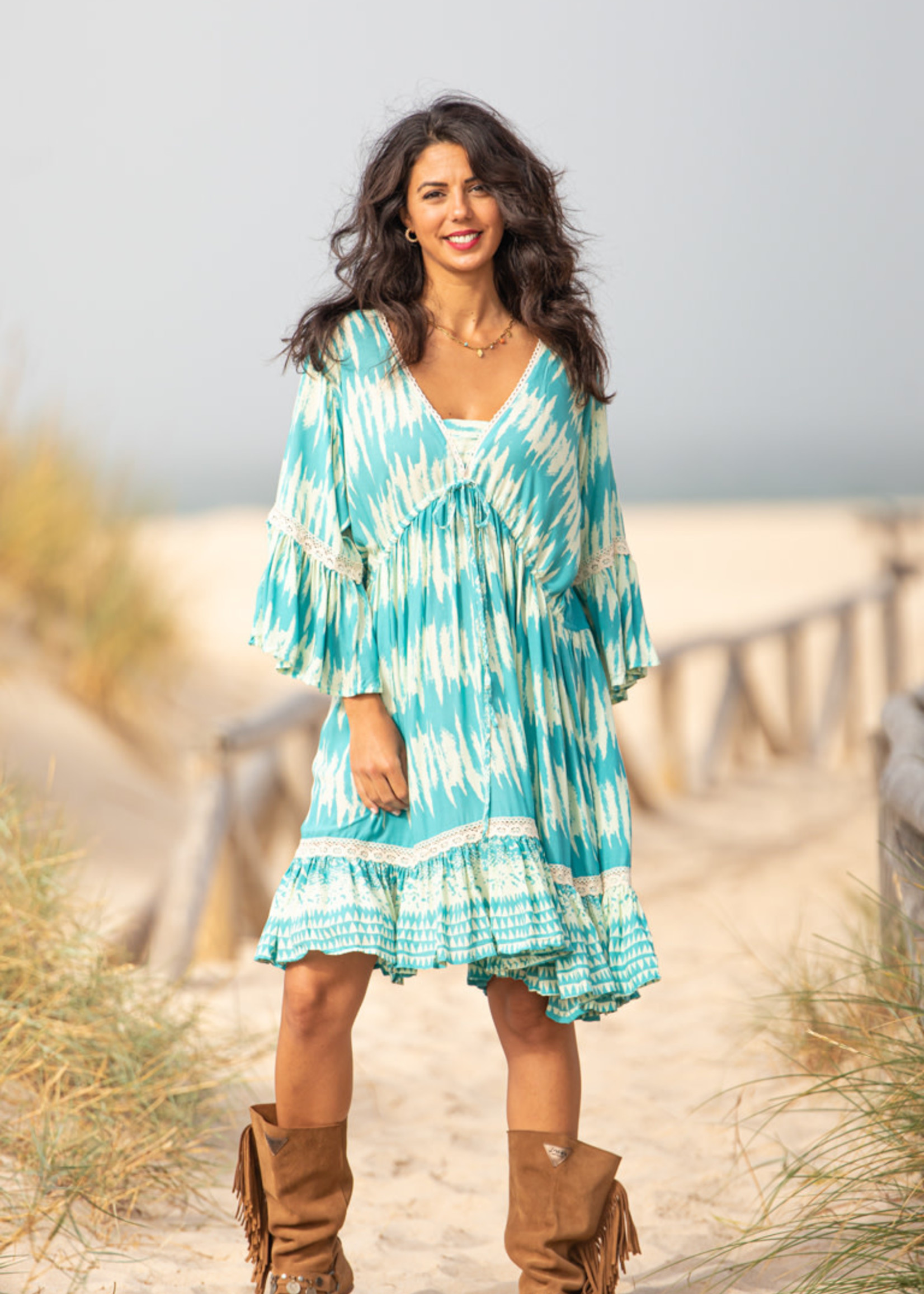 Tarifa Soul Short Dress Zoe Turquoise