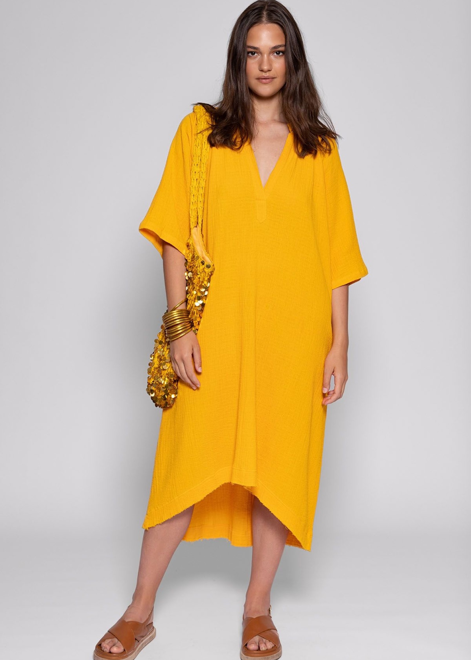 Sundress Long Dress Mia Cotton Gauze Yellow