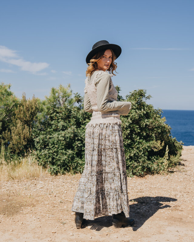 Isla Ibiza Bonita Short Knitted Openwork Gilet Olivera Cream