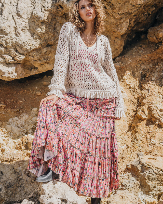 Isla Ibiza Bonita Knitted Openwork Jumper Siesta Cream