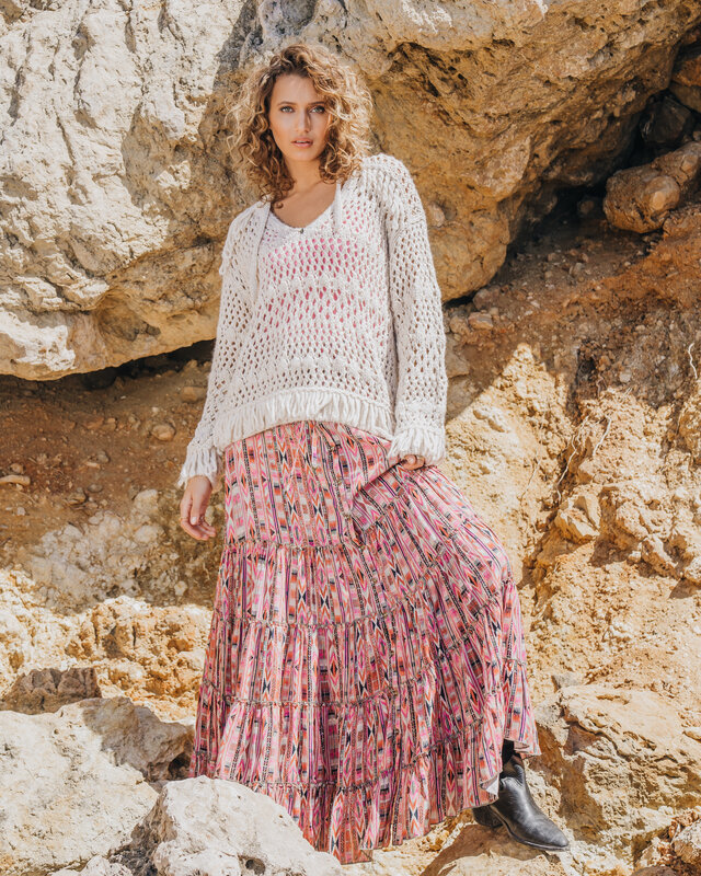 Isla Ibiza Bonita Knitted Openwork Jumper Siesta Cream