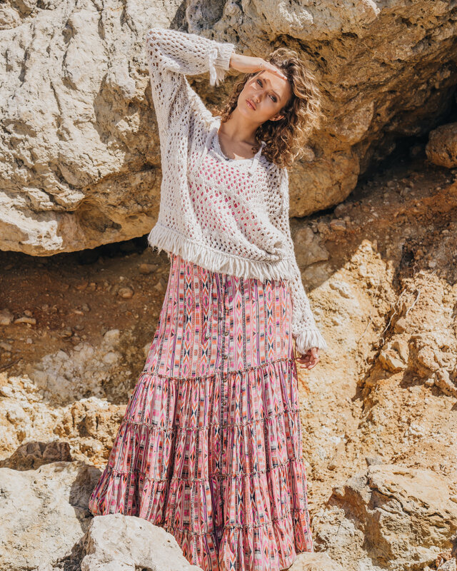 Isla Ibiza Bonita Knitted Openwork Jumper Siesta Cream