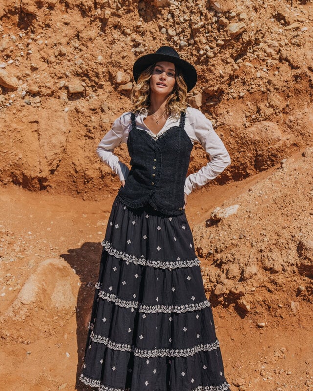 Isla Ibiza Bonita Lace Waistcoat Lola Black