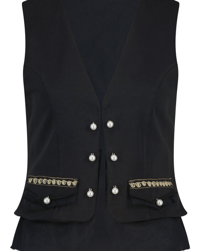 Isla Ibiza Bonita Boho Gilet Pearl Pearl Black