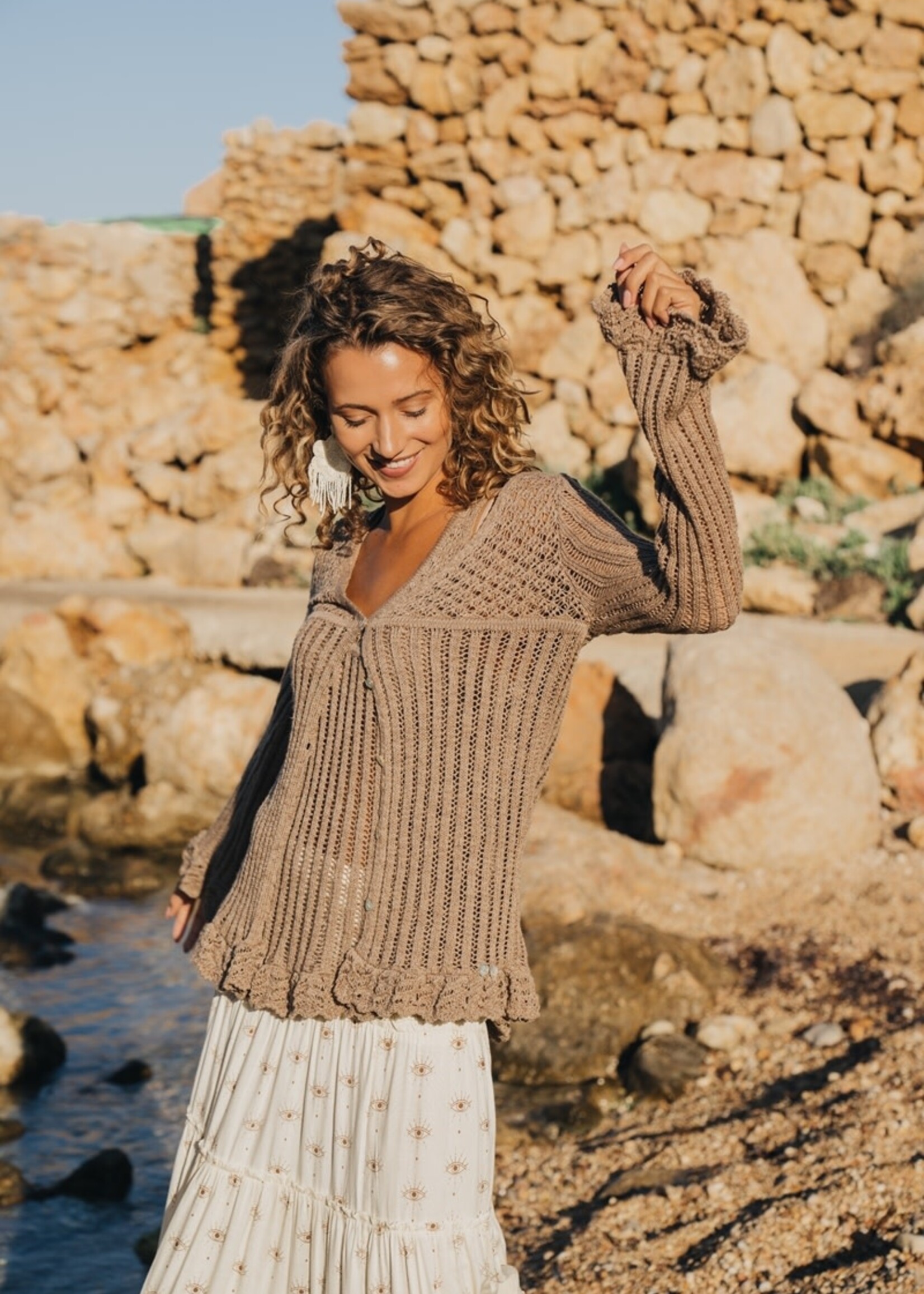 Isla Ibiza Bonita Knitted Cardigan Beso - Brown