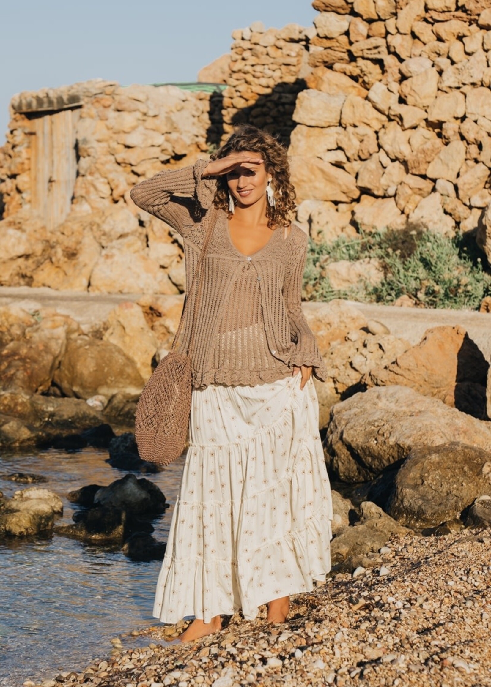 Isla Ibiza Bonita Knitted Cardigan Beso - Brown