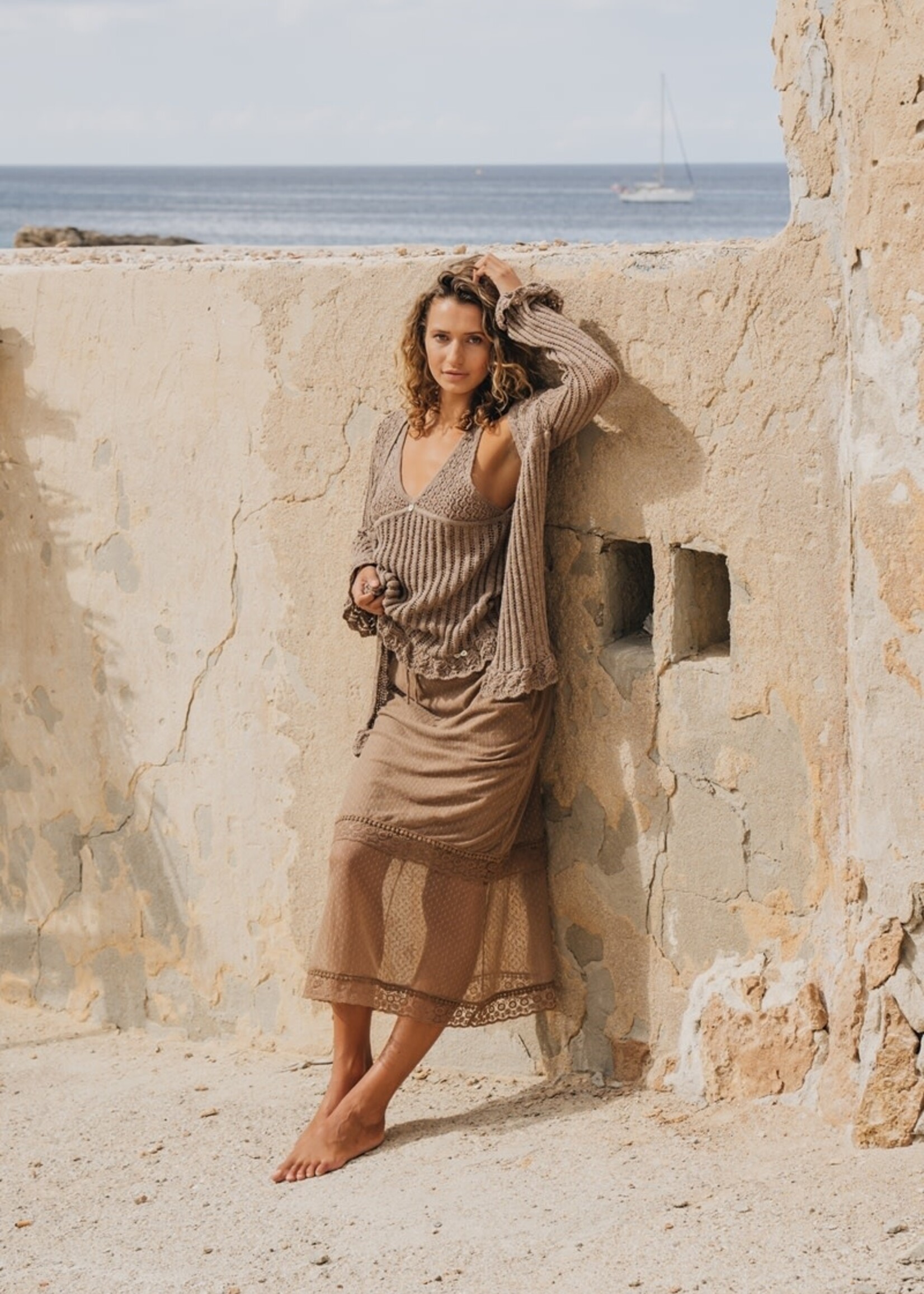 Isla Ibiza Bonita Knitted Singlet Beso - Brown