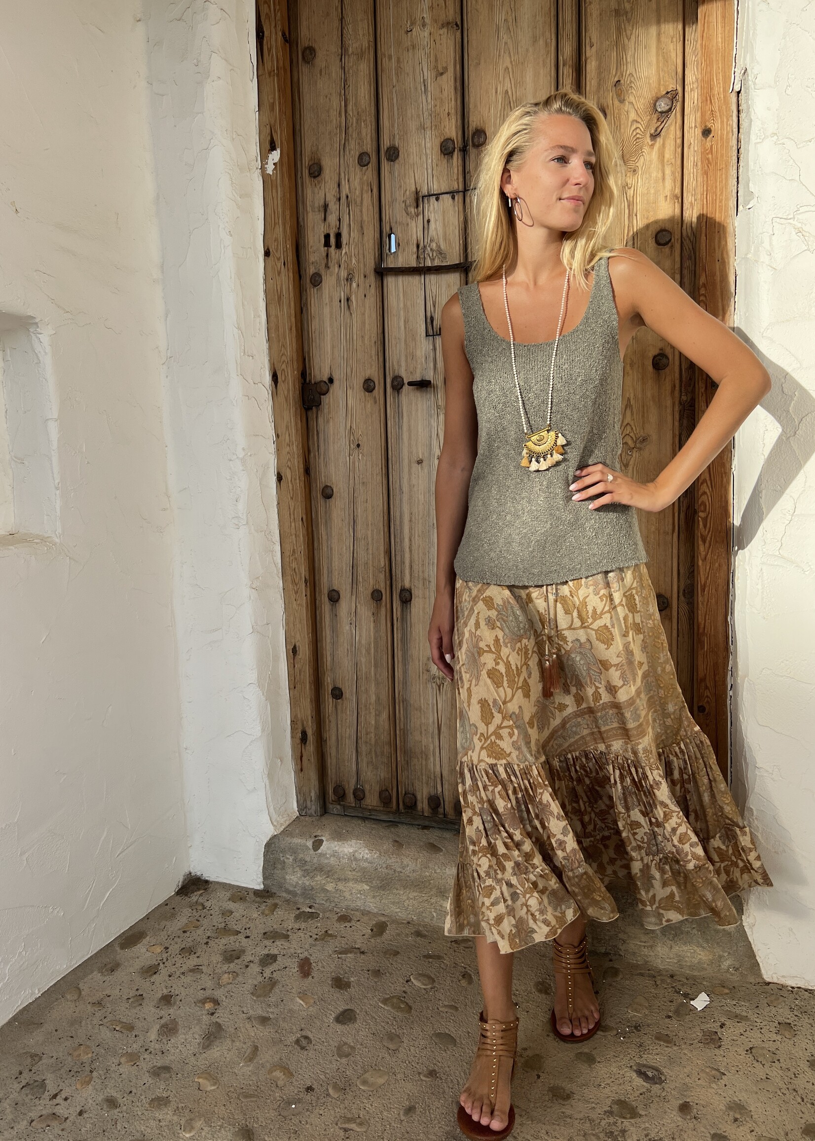 Bindi by Sust Skirt Goa Heritage Camel