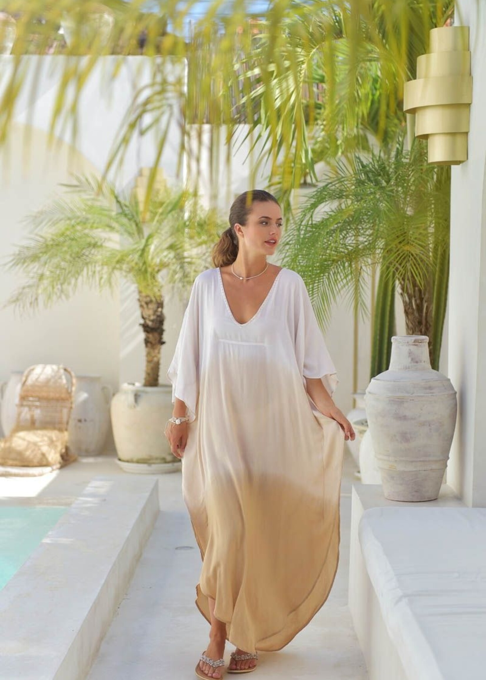 Hot Lava Kaftan Laurie Sunrise Ivory/Sand