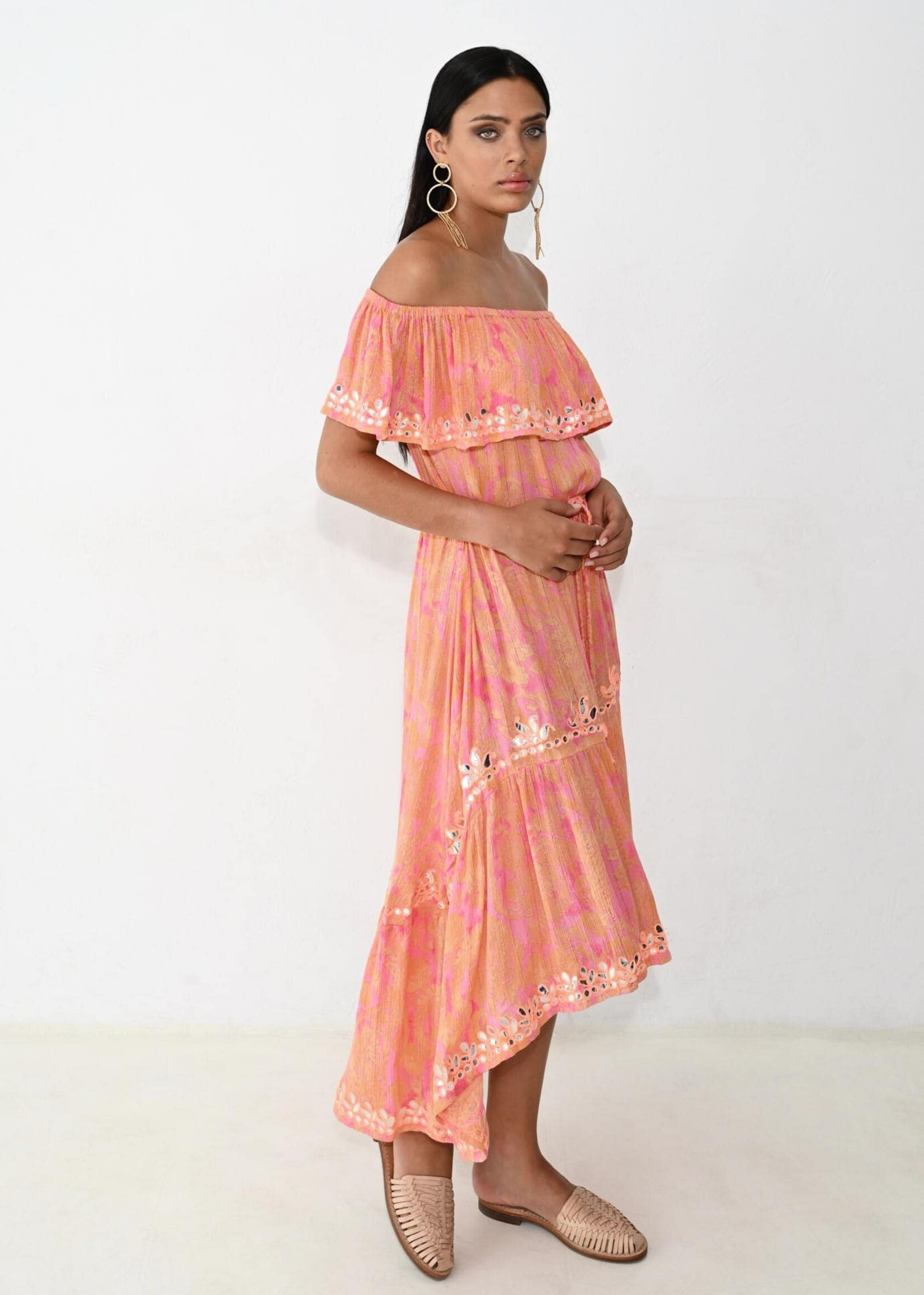 Piti Cuiti Mexican Mirrors Dress Orange