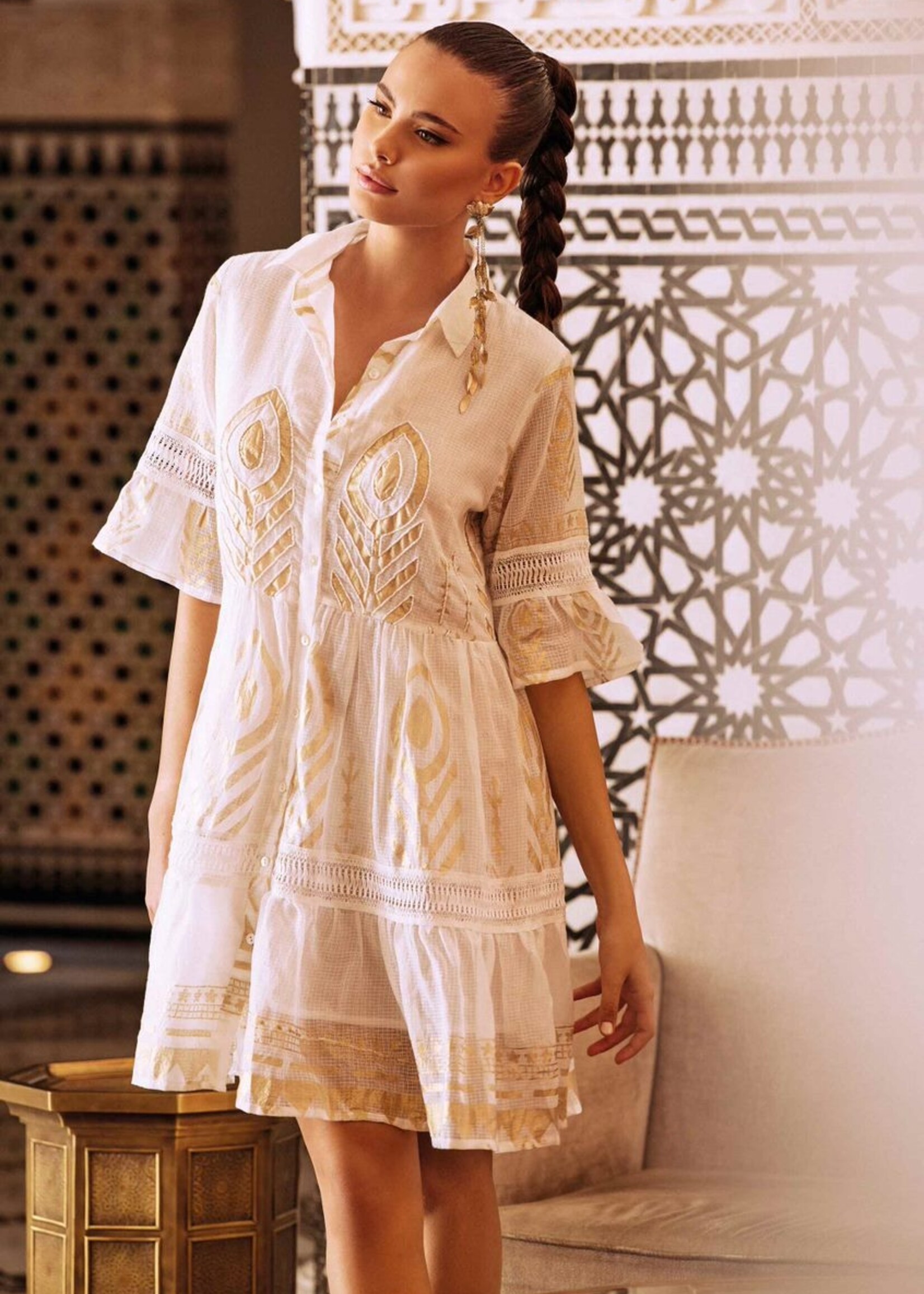 Iconique Rachel Shirt Dress Golden Age White