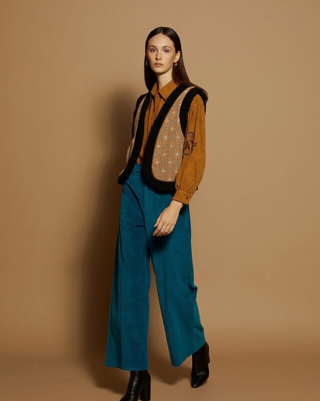 Meisïe Geometric Printed Gilet Retro Brown