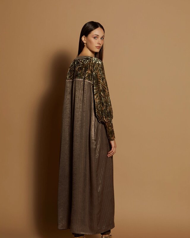 Meisïe Satin Bi-Materia Coat Leaf