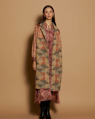 Bi-Materia Kaftan Coat