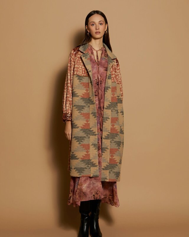Meisïe Bi-Materia Kaftan Coat