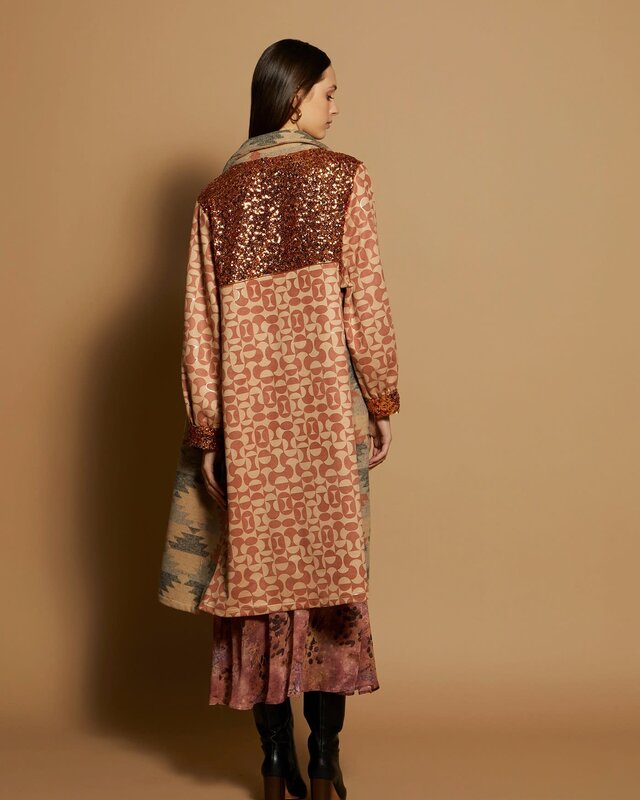 Bi-Materia Kaftan Coat