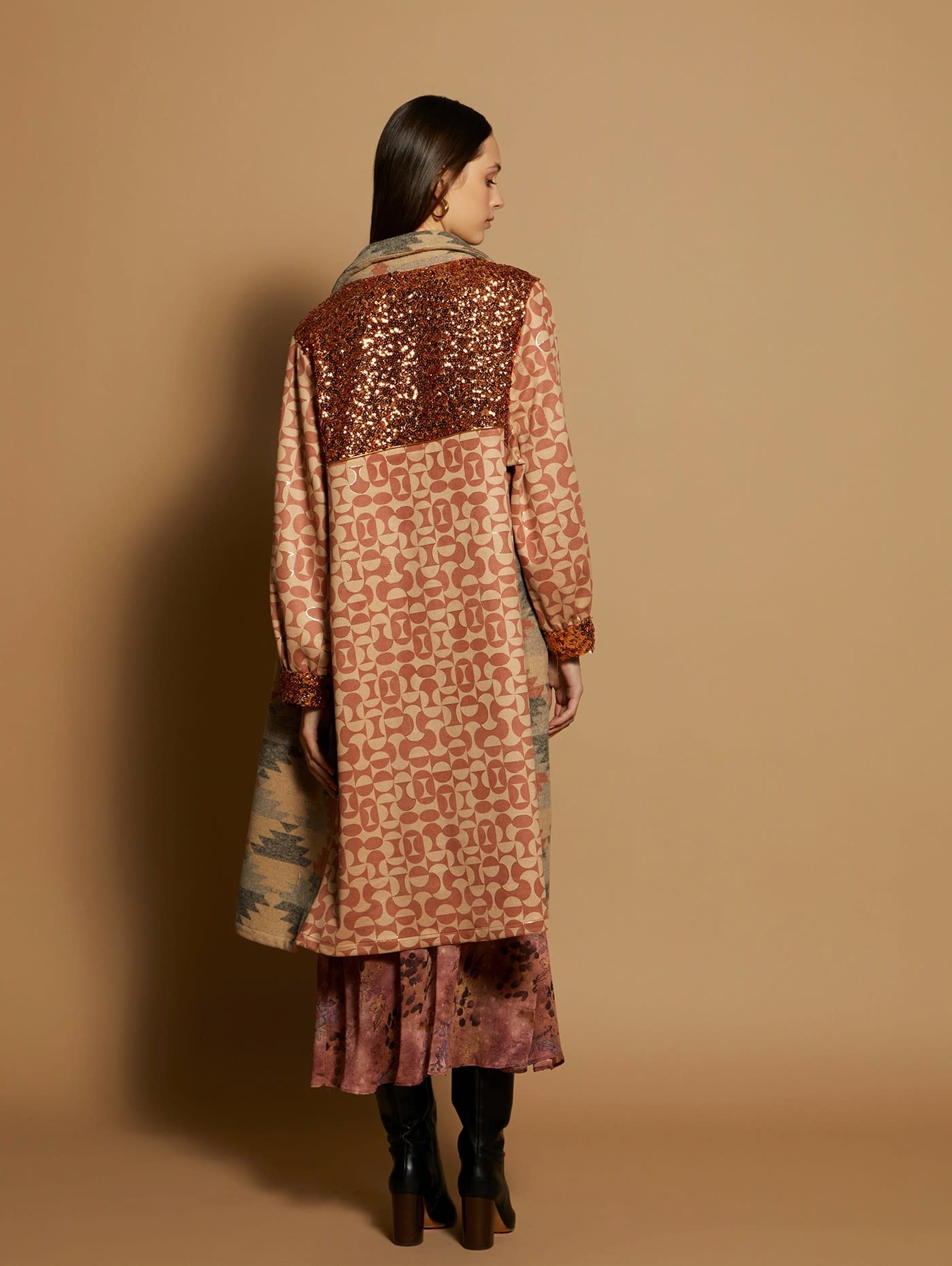 Bi-Materia Kaftan Coat